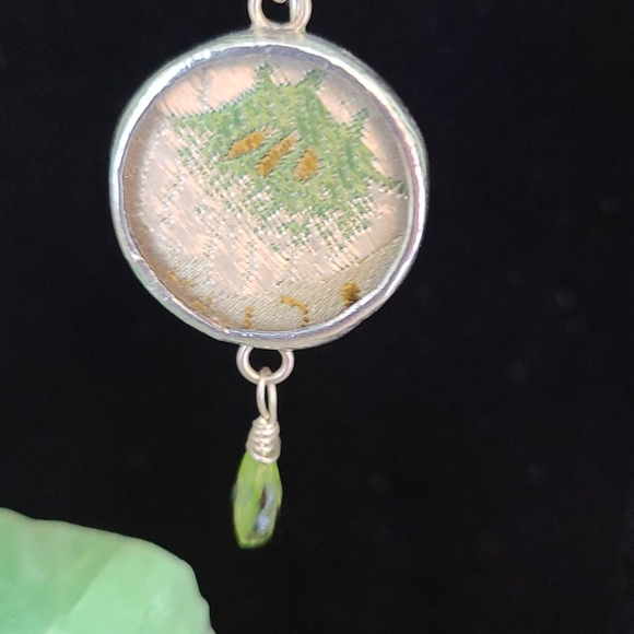 COPY - Artisan Silver and Tapestry Earrimgs with peridot - Picture 2 of 10